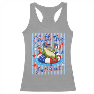 Funny Patriotic Alligator Racerback Tank Top Chill The Fourth Out