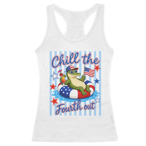 Funny Patriotic Alligator Racerback Tank Top Chill The Fourth Out