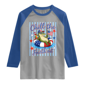 Funny Patriotic Alligator Raglan Shirt Chill The Fourth Out TS12 Sport Gray Royal Print Your Wear