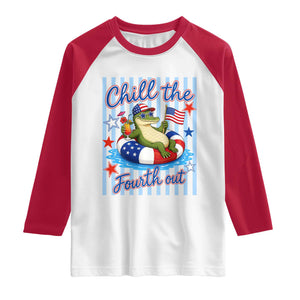 Funny Patriotic Alligator Raglan Shirt Chill The Fourth Out TS12 White Red Print Your Wear