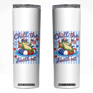 Funny Patriotic Alligator Skinny Tumbler Chill The Fourth Out TS12 White Print Your Wear