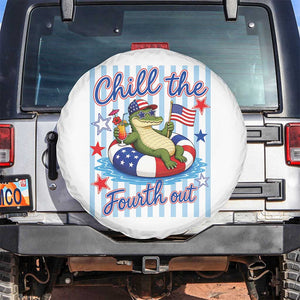 Funny Patriotic Alligator Spare Tire Cover Chill The Fourth Out TS12 No hole White Print Your Wear