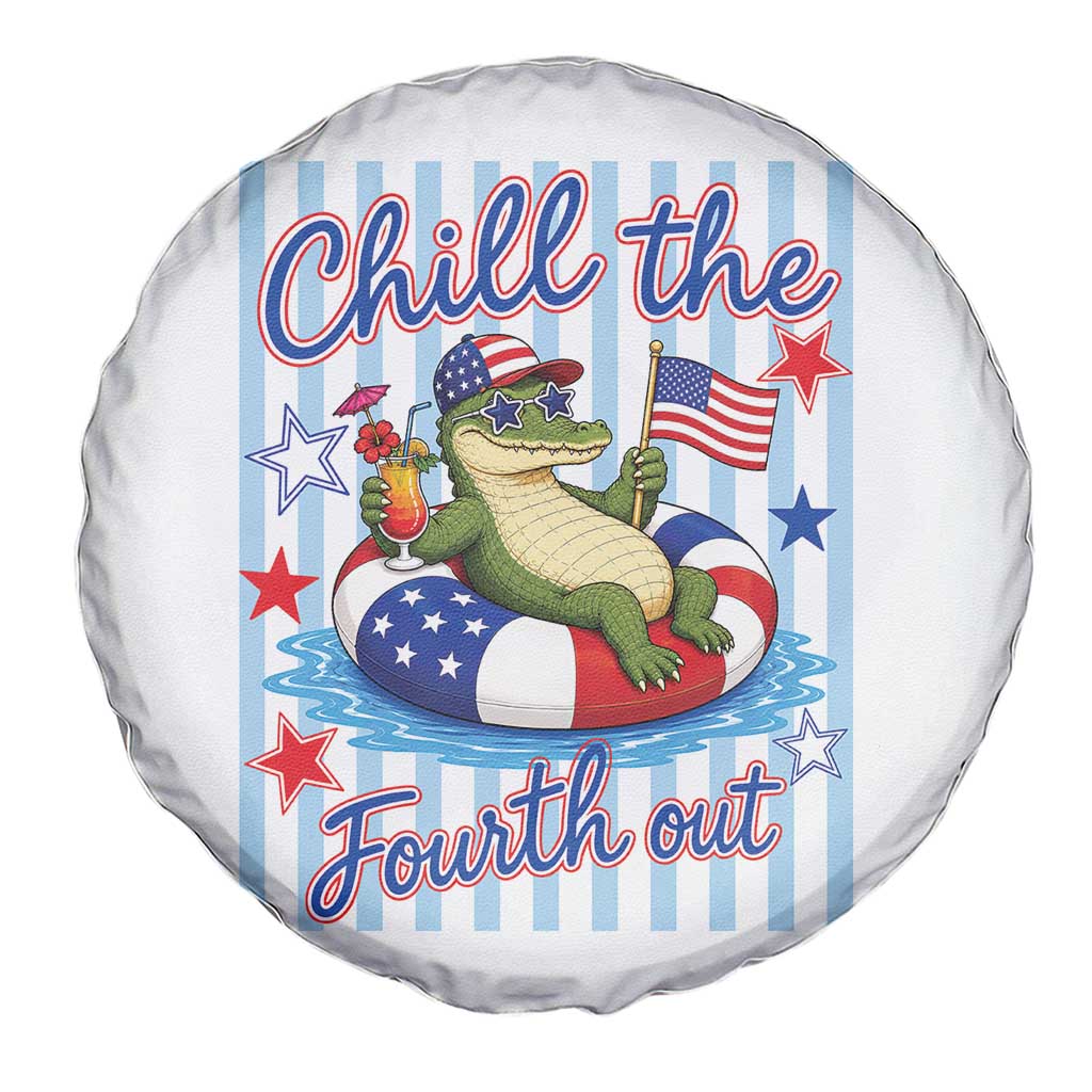 Funny Patriotic Alligator Spare Tire Cover Chill The Fourth Out TS12 Print Your Wear
