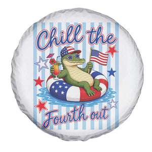 Funny Patriotic Alligator Spare Tire Cover Chill The Fourth Out TS12 Print Your Wear