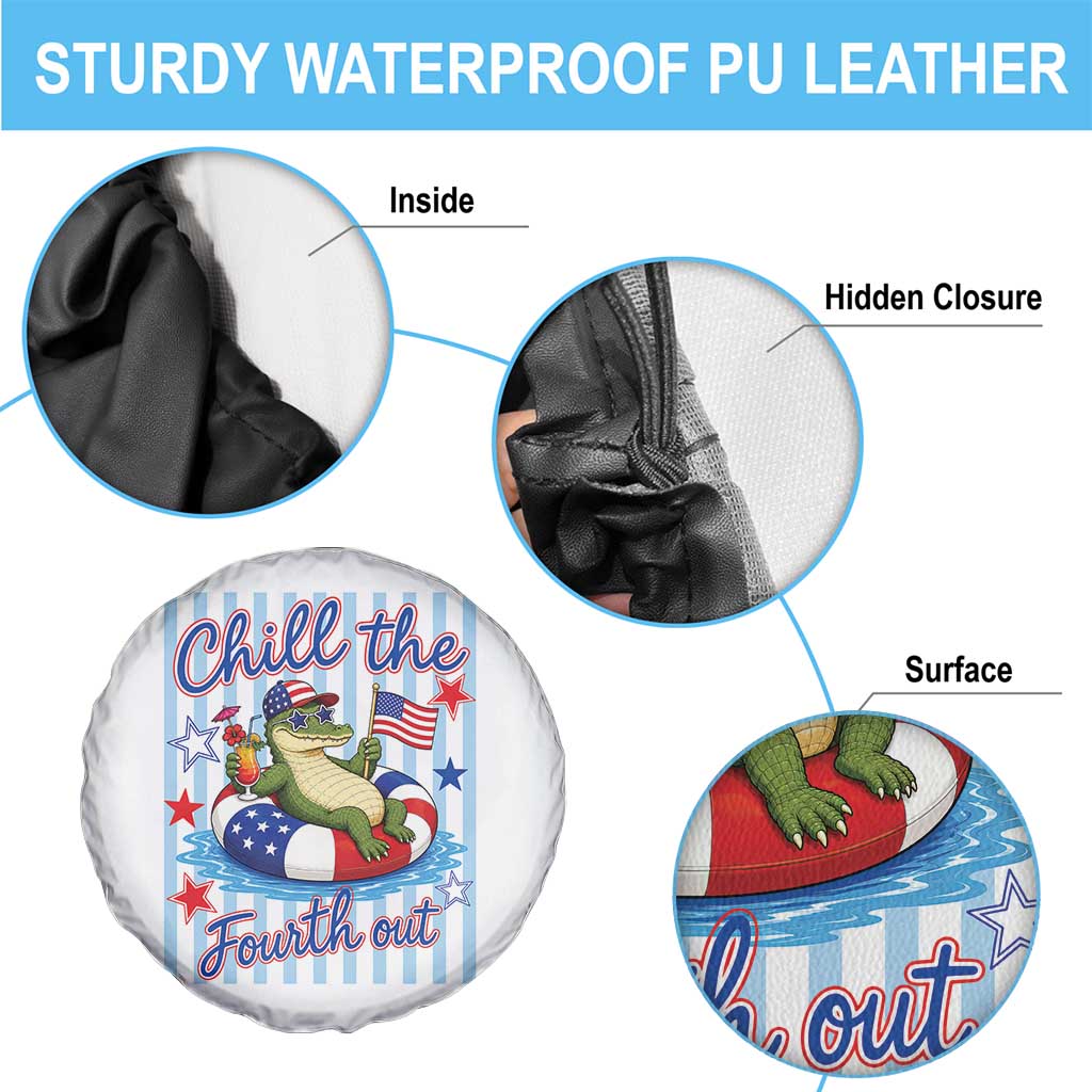 Funny Patriotic Alligator Spare Tire Cover Chill The Fourth Out TS12 Print Your Wear
