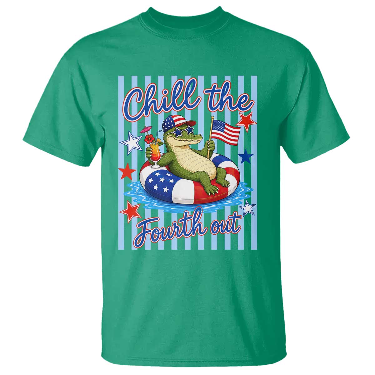 Funny Patriotic Alligator T Shirt Chill The Fourth Out TS12 Irish Green Print Your Wear