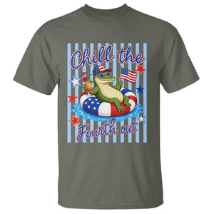 Funny Patriotic Alligator T Shirt Chill The Fourth Out TS12 Military Green Print Your Wear