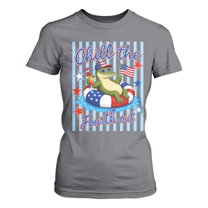 Funny Patriotic Alligator T Shirt For Women Chill The Fourth Out TS12 Charcoal Print Your Wear