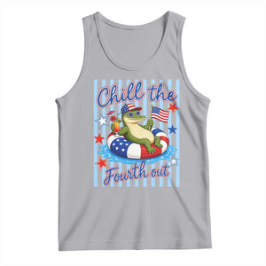 Funny Patriotic Alligator Tank Top Chill The Fourth Out TS12 Athletic Heather Print Your Wear