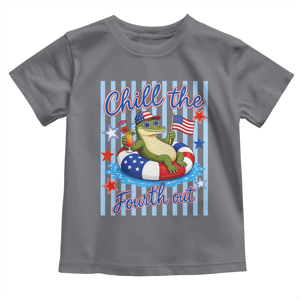 Funny Patriotic Alligator Toddler T Shirt Chill The Fourth Out TS12 Charcoal Print Your Wear