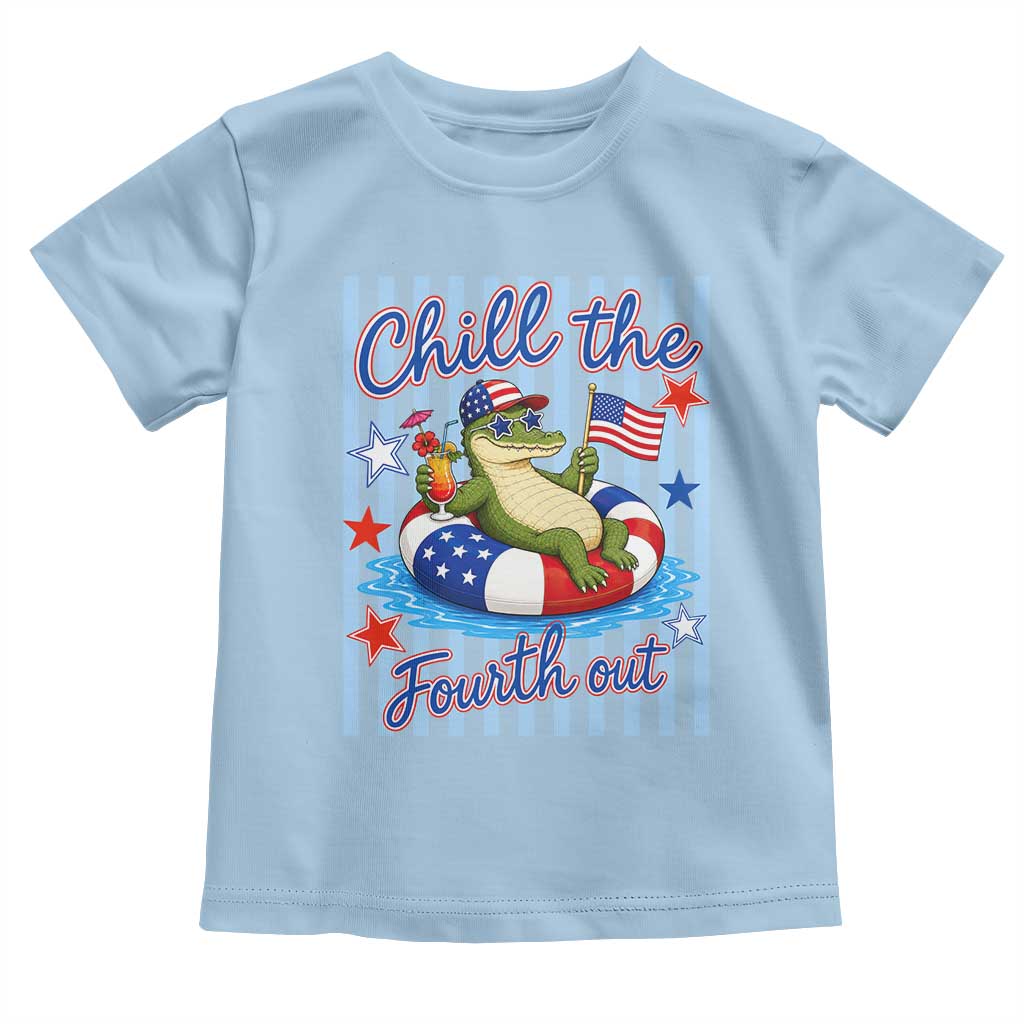 Funny Patriotic Alligator Toddler T Shirt Chill The Fourth Out TS12 Light Blue Print Your Wear