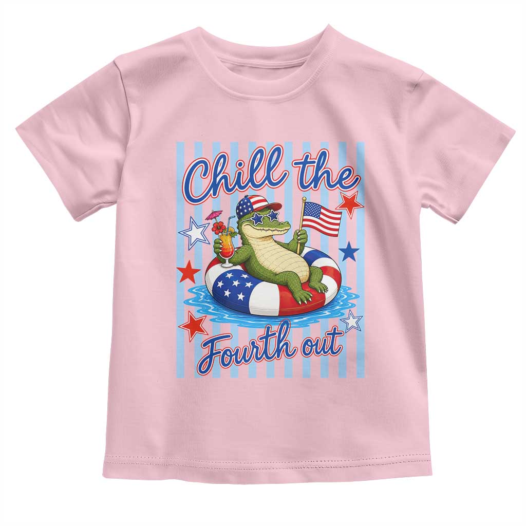 Funny Patriotic Alligator Toddler T Shirt Chill The Fourth Out TS12 Light Pink Print Your Wear