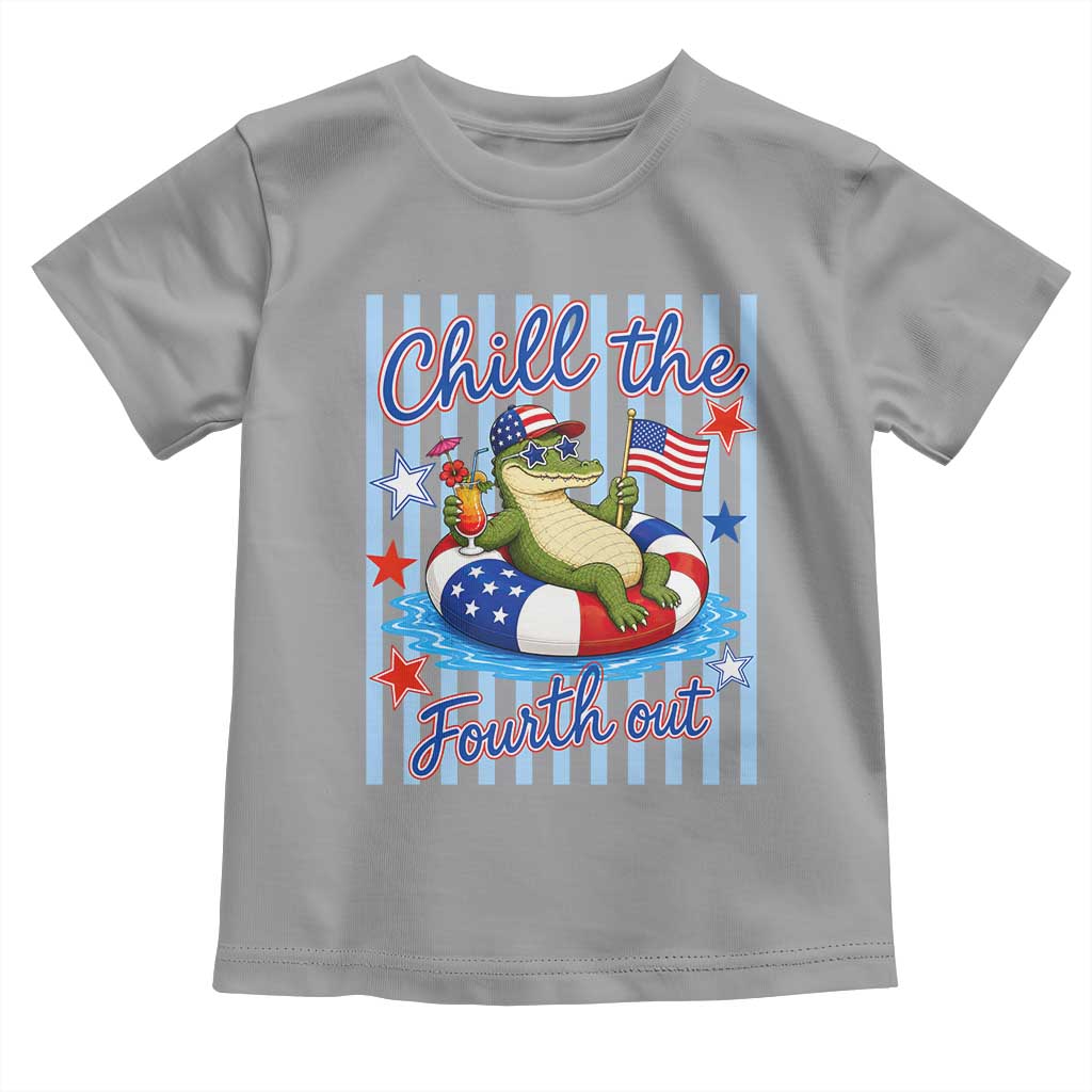 Funny Patriotic Alligator Toddler T Shirt Chill The Fourth Out TS12 Sport Gray Print Your Wear