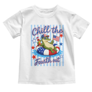 Funny Patriotic Alligator Toddler T Shirt Chill The Fourth Out TS12 White Print Your Wear