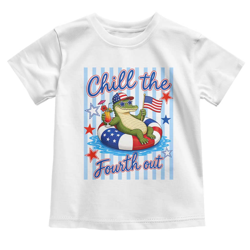 Funny Patriotic Alligator Toddler T Shirt Chill The Fourth Out TS12 White Print Your Wear