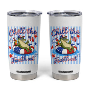 Funny Patriotic Alligator Tumbler Cup Chill The Fourth Out TS12 White Print Your Wear