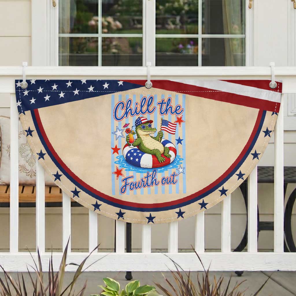 Funny Alligator Patriotic Fan Flag Chill The Fourth Out
