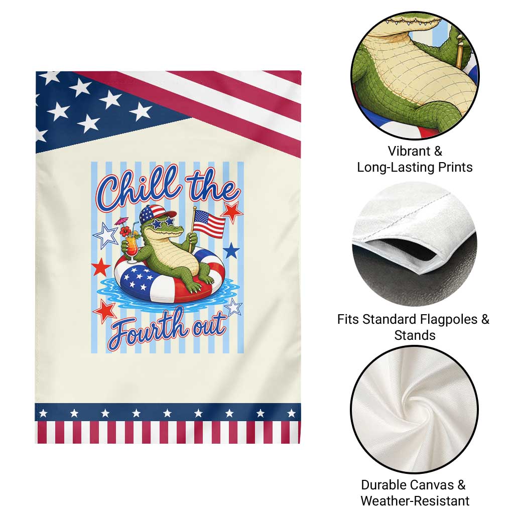 Funny Alligator Patriotic Garden Flag Chill The Fourth Out TS12 Print Your Wear