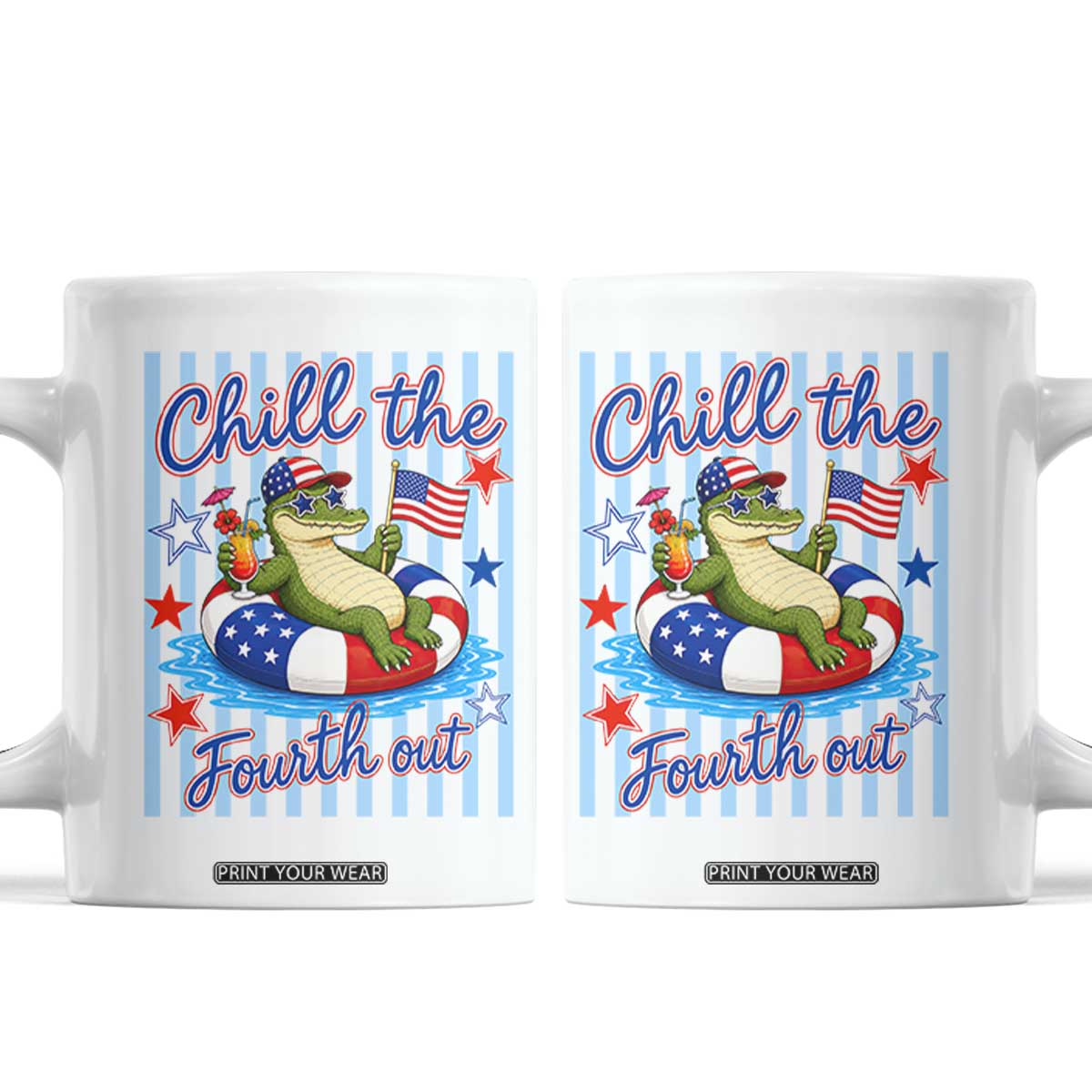 Funny Patriotic Alligator Coffee Mug Chill The Fourth Out