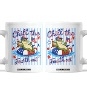 Funny Patriotic Alligator Coffee Mug Chill The Fourth Out