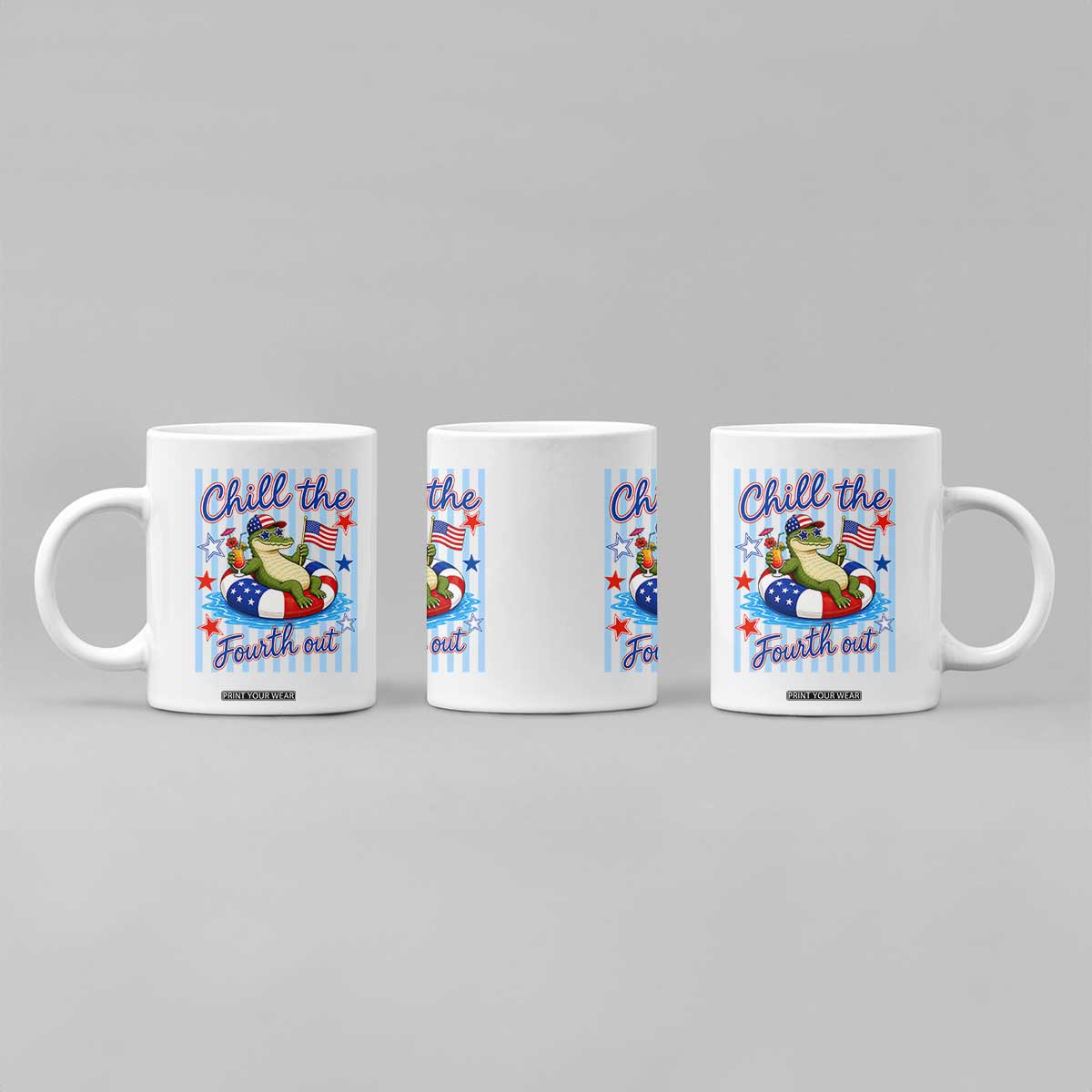 Funny Patriotic Alligator Coffee Mug Chill The Fourth Out