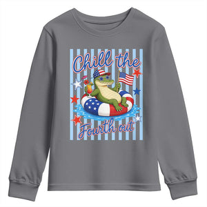 Funny Patriotic Alligator Youth Sweatshirt Chill The Fourth Out TS12 Charcoal Print Your Wear