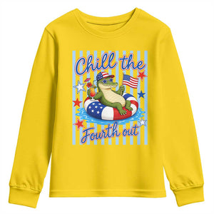 Funny Patriotic Alligator Youth Sweatshirt Chill The Fourth Out TS12 Daisy Print Your Wear