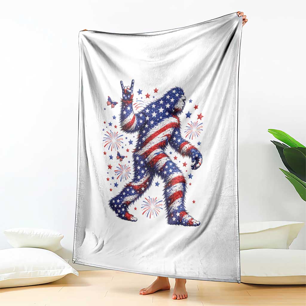 Funny Patriotic Bigfoot Throw Blanket 4th Of July Freedom TS12 Print Your Wear