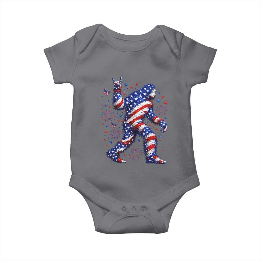 Funny Patriotic Bigfoot Baby Onesie 4th Of July Freedom TS12 Charcoal Print Your Wear