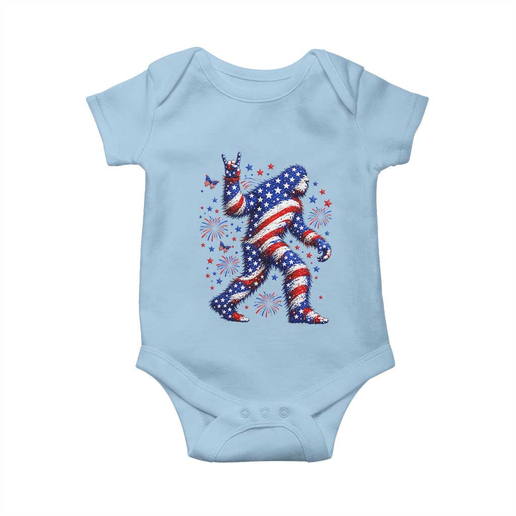 Funny Patriotic Bigfoot Baby Onesie 4th Of July Freedom TS12 Light Blue Print Your Wear