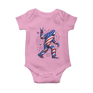 Funny Patriotic Bigfoot Baby Onesie 4th Of July Freedom TS12 Light Pink Print Your Wear