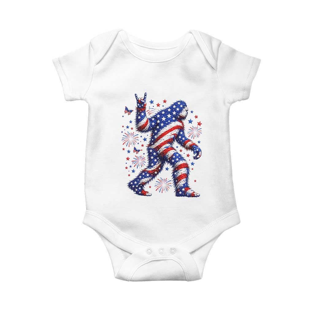 Funny Patriotic Bigfoot Baby Onesie 4th Of July Freedom TS12 White Print Your Wear