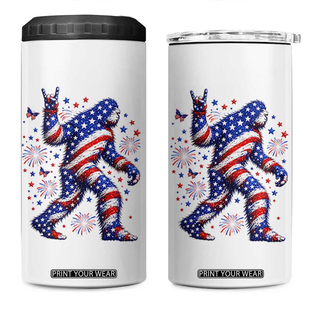 Funny Patriotic Bigfoot 4 in 1 Can Cooler Tumbler 4th Of July Freedom TS12 One Size: 16 oz White Print Your Wear