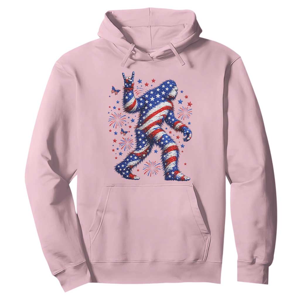 Funny Patriotic Bigfoot Hoodie 4th Of July Freedom TS12 Light Pink Print Your Wear