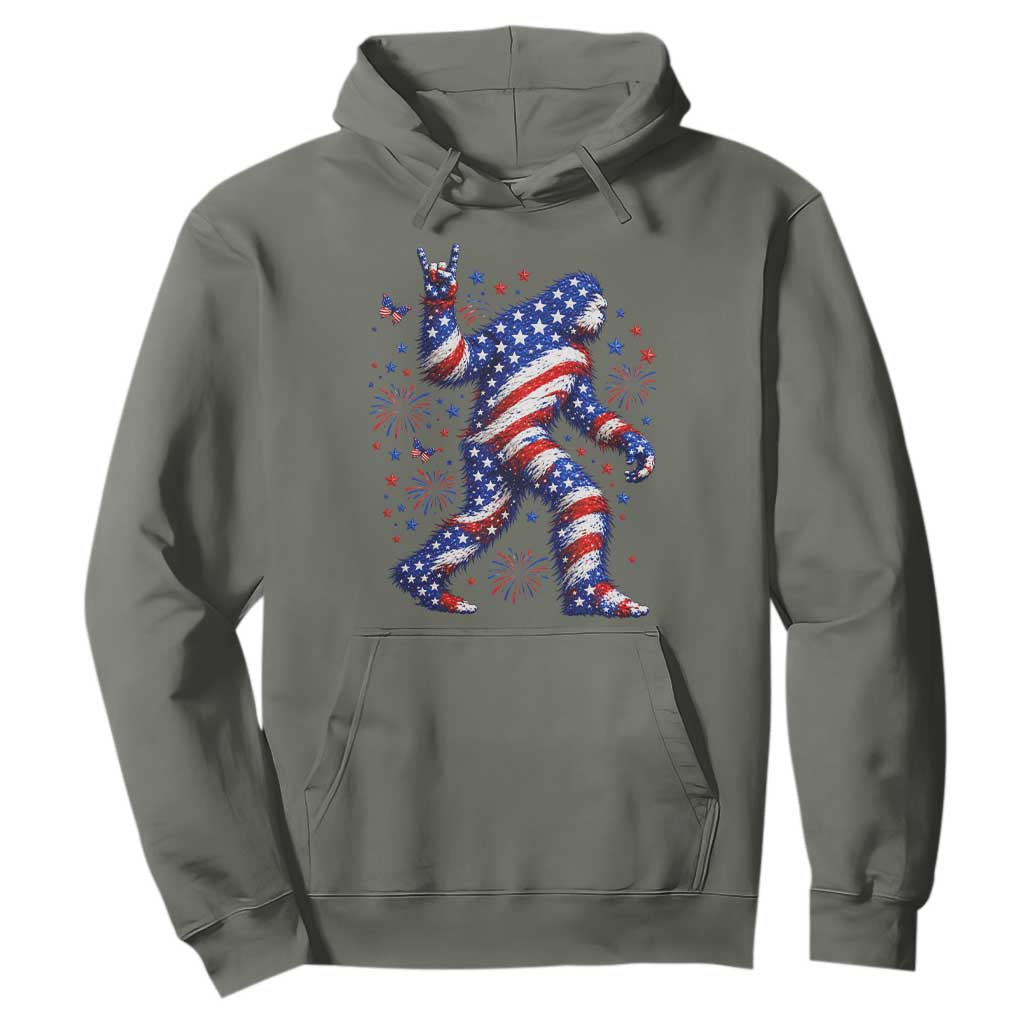 Funny Patriotic Bigfoot Hoodie 4th Of July Freedom TS12 Military Green Print Your Wear