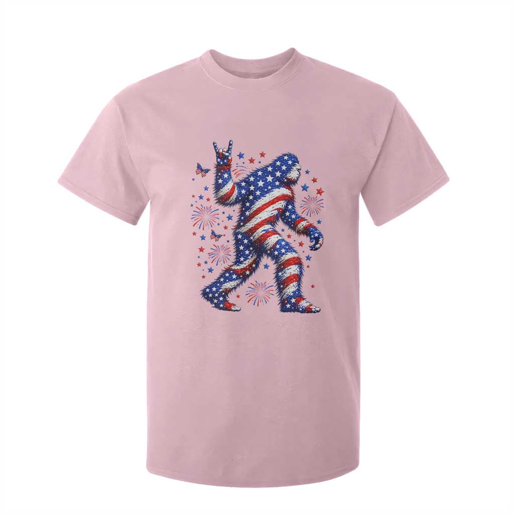 Funny Patriotic Bigfoot T Shirt For Kid 4th Of July Freedom TS12 Light Pink Print Your Wear