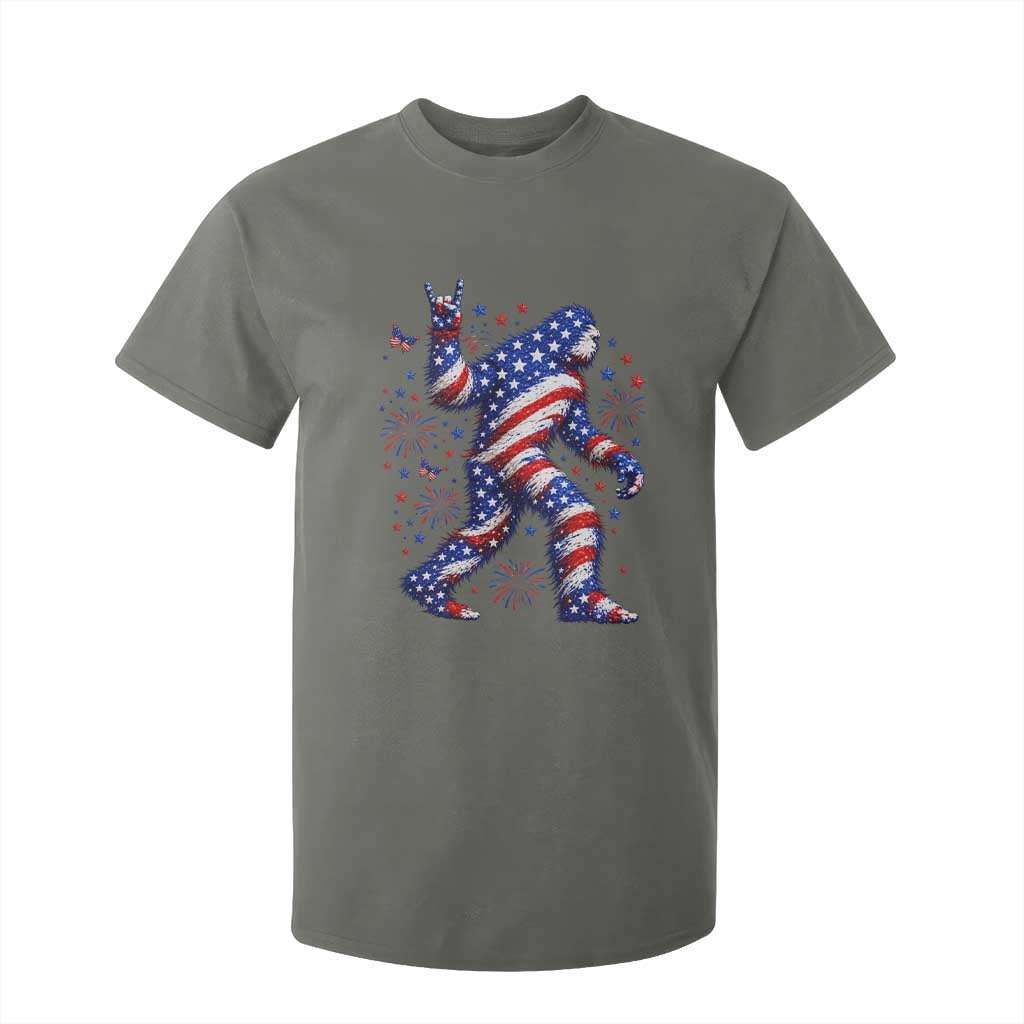 Funny Patriotic Bigfoot T Shirt For Kid 4th Of July Freedom TS12 Military Green Print Your Wear