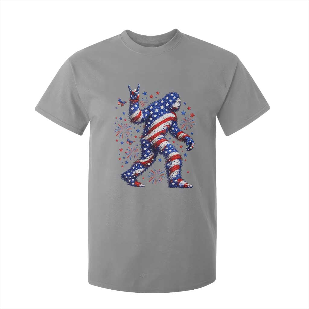 Funny Patriotic Bigfoot T Shirt For Kid 4th Of July Freedom TS12 Sport Gray Print Your Wear