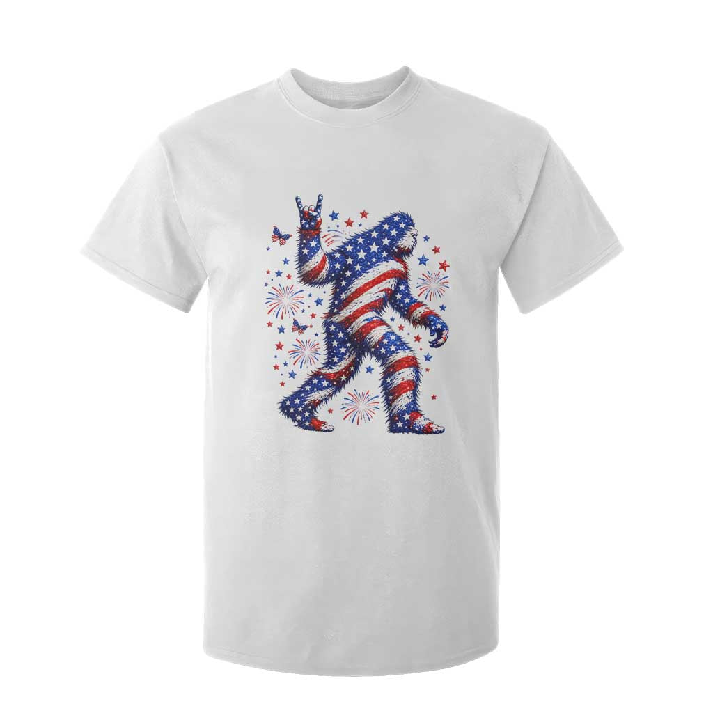 Funny Patriotic Bigfoot T Shirt For Kid 4th Of July Freedom TS12 White Print Your Wear