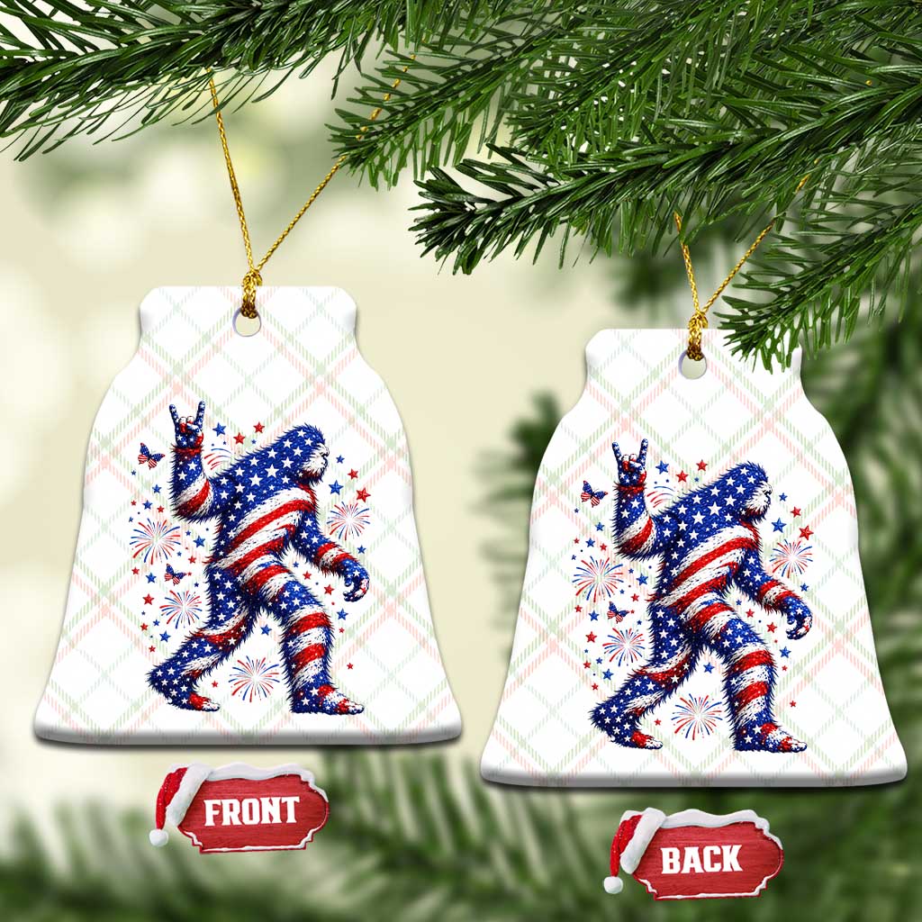 Funny Patriotic Bigfoot Ceramic Ornament 4th Of July Freedom