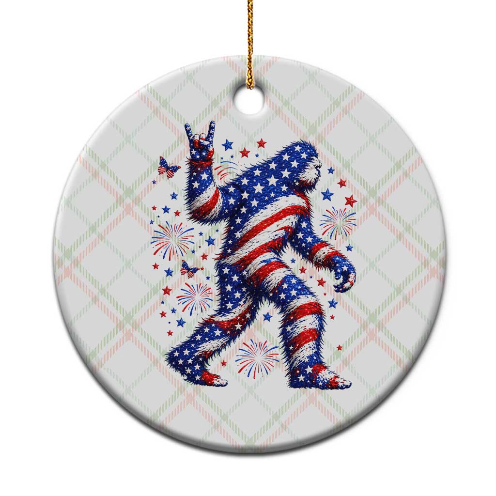Funny Patriotic Bigfoot Ceramic Ornament 4th Of July Freedom
