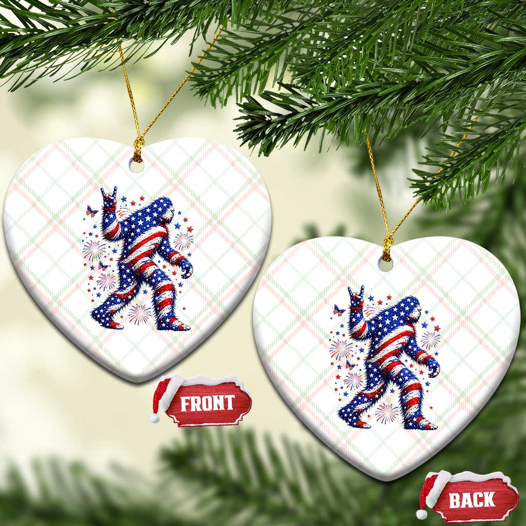 Funny Patriotic Bigfoot Ceramic Ornament 4th Of July Freedom