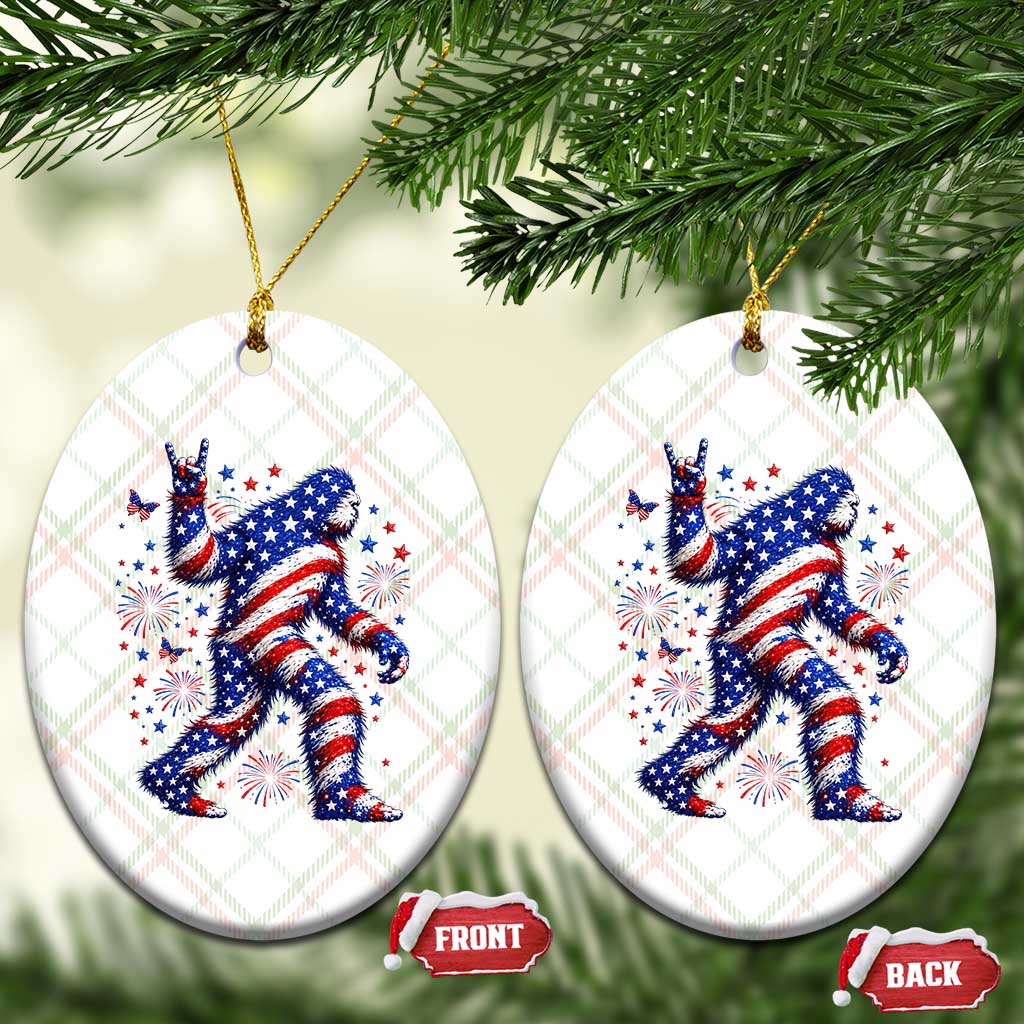 Funny Patriotic Bigfoot Ceramic Ornament 4th Of July Freedom