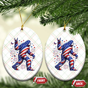 Funny Patriotic Bigfoot Ceramic Ornament 4th Of July Freedom