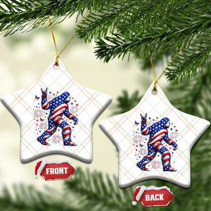 Funny Patriotic Bigfoot Ceramic Ornament 4th Of July Freedom
