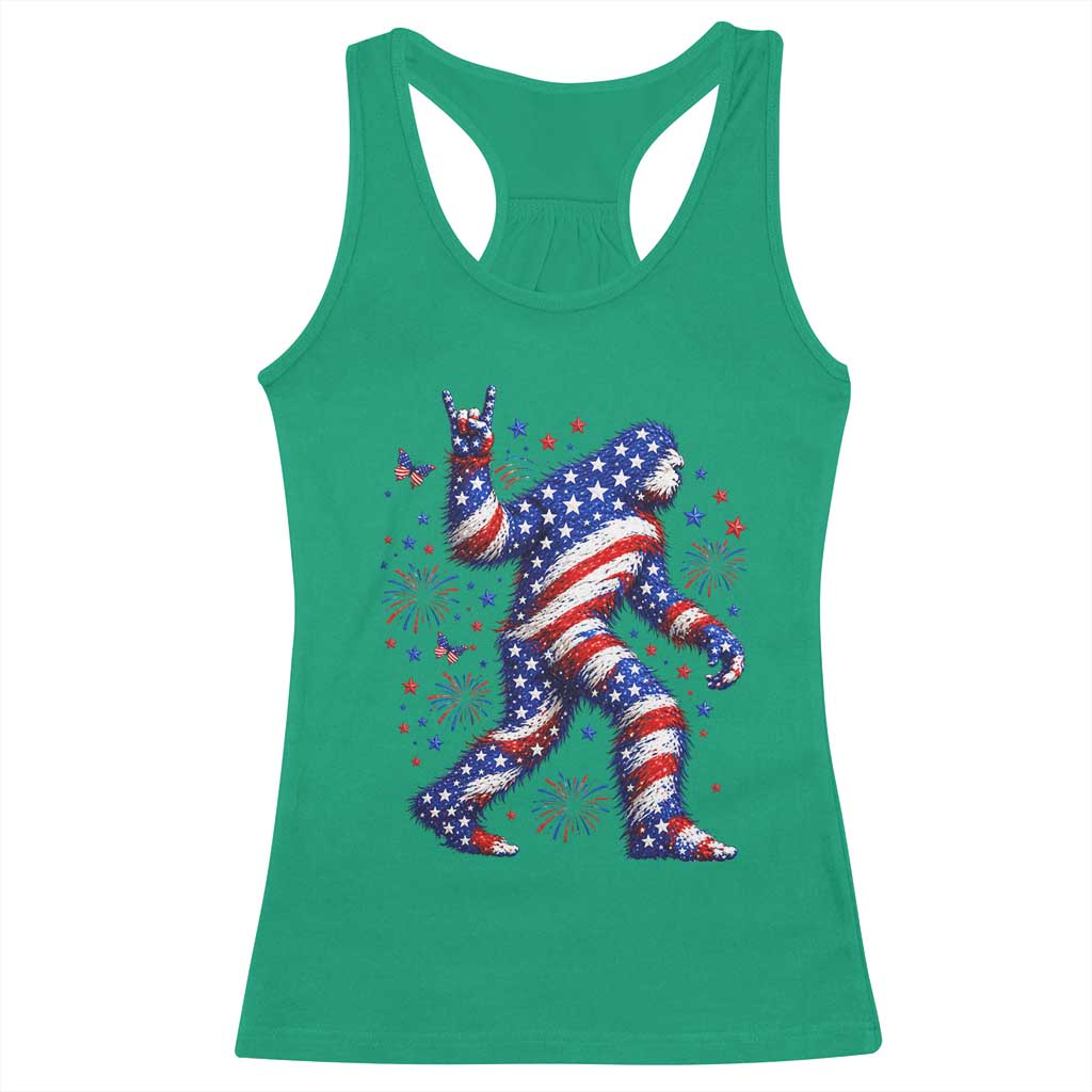Funny Patriotic Bigfoot Racerback Tank Top 4th Of July Freedom TS12 Irish Green Print Your Wear