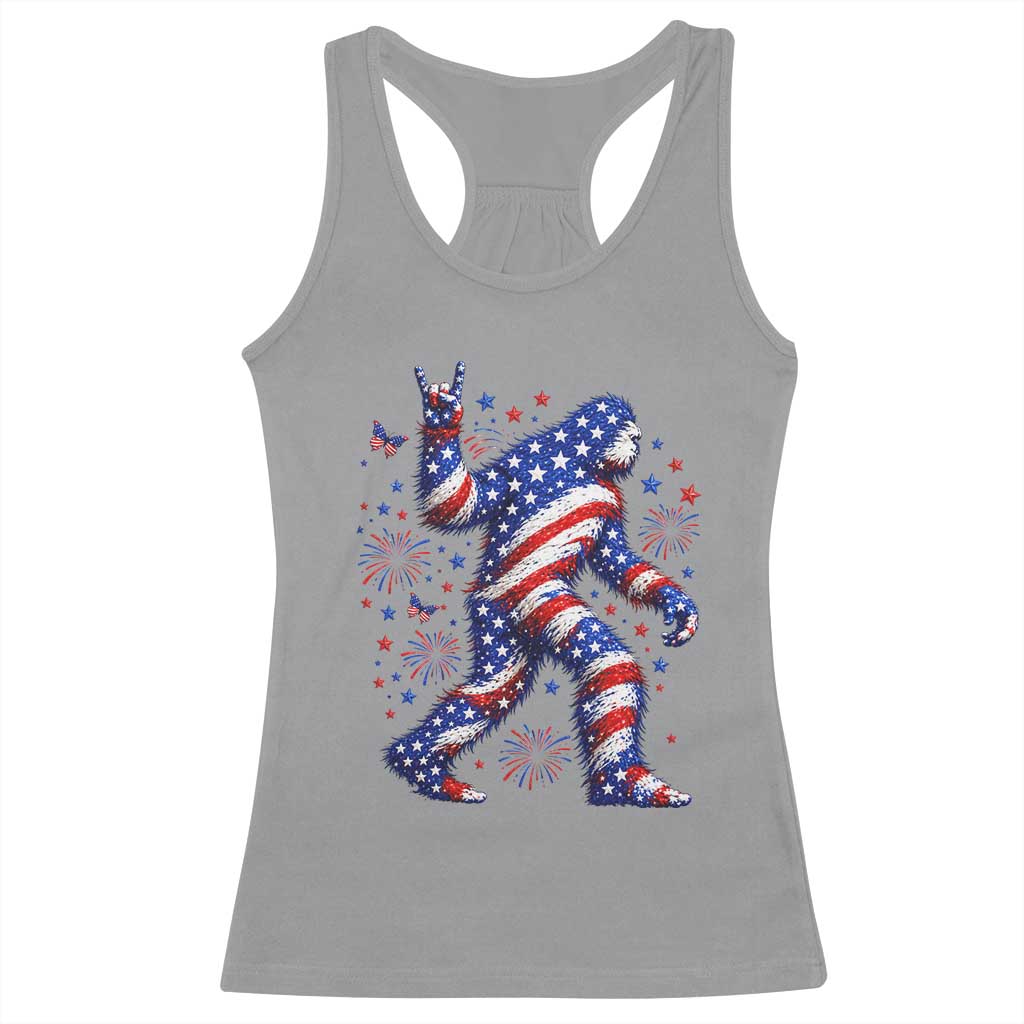 Funny Patriotic Bigfoot Racerback Tank Top 4th Of July Freedom TS12 Sport Gray Print Your Wear