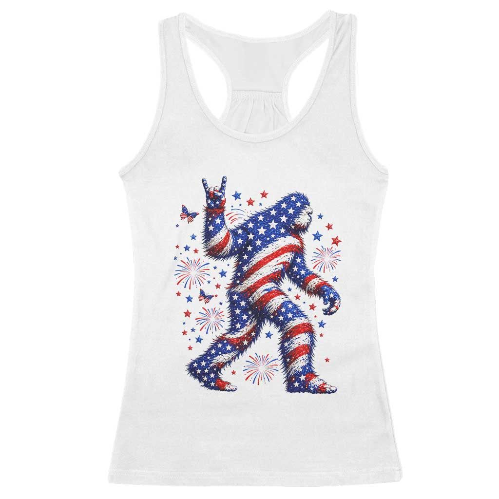 Funny Patriotic Bigfoot Racerback Tank Top 4th Of July Freedom TS12 White Print Your Wear