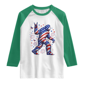 Funny Patriotic Bigfoot Raglan Shirt 4th Of July Freedom