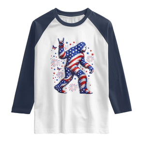 Funny Patriotic Bigfoot Raglan Shirt 4th Of July Freedom